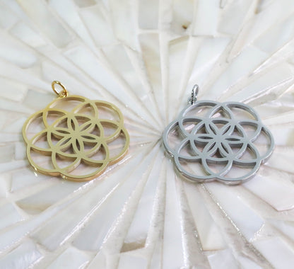 Seed of Life Anhänger - mit Bergkristall Edelsteinkette