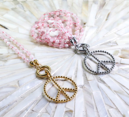 "Peace" mit Rosenquarz Edelsteinkette