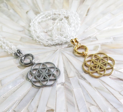 Seed of Life Anhänger - mit Bergkristall Edelsteinkette