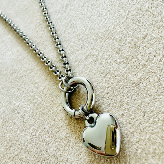 Charmkette mit Karabiner mit Bubble Herz Charm