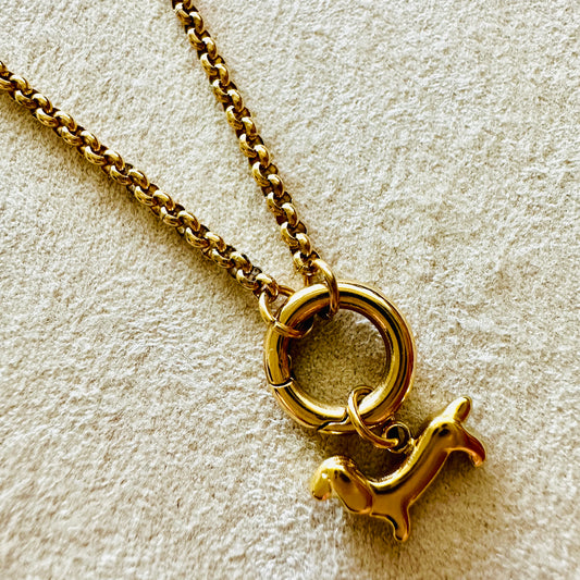 Charmkette mit Karabiner mit Dackel Charm
