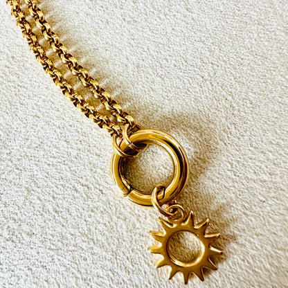 Charmkette mit Karabiner mit Sonnen Charm