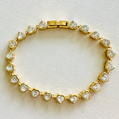 Herz-Tennisarmband mit CZ Zirkonia