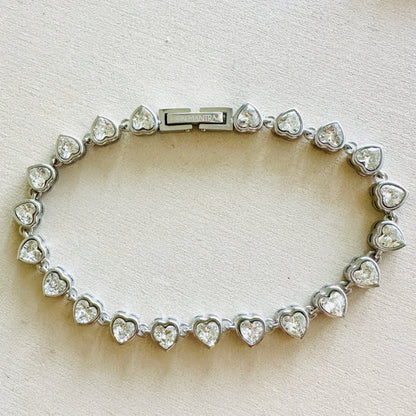 Herz-Tennisarmband mit CZ Zirkonia