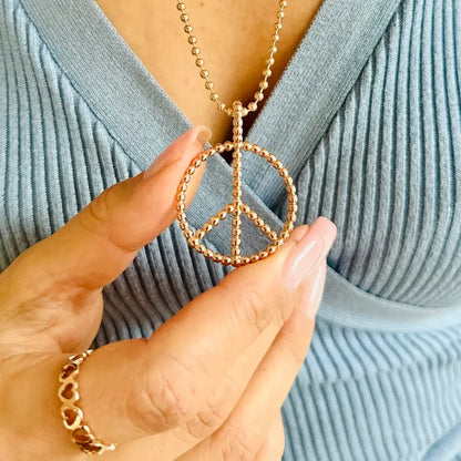 "Peace" Anhänger mit Kugelkette