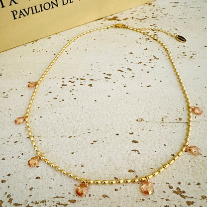 Olivenkette "Soft Champagne" CZ Zirkonia Steinen