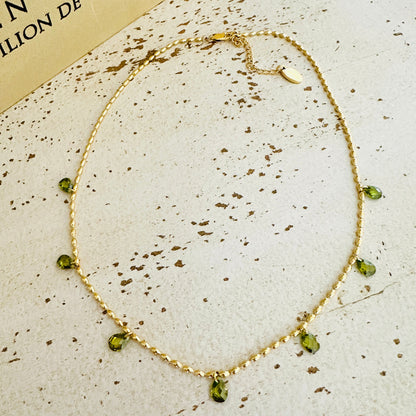 Olivenkette "Glimmering Olive" CZ Zirkonia Steinen