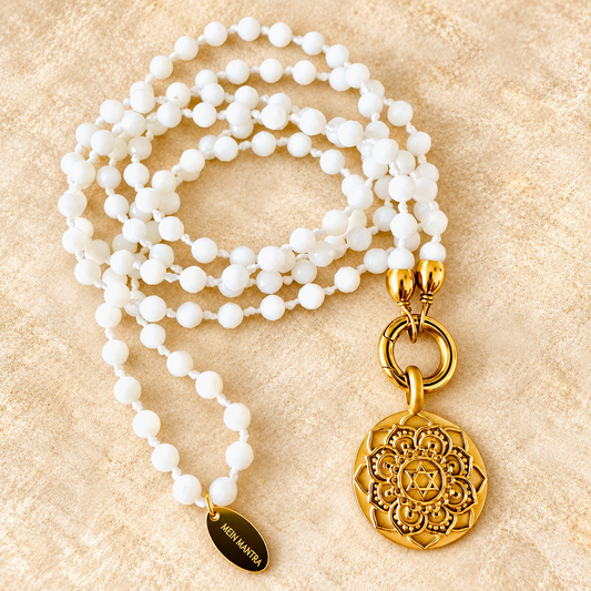Edelsteinkette Perlmutt - Mandala "Ich Liebe"