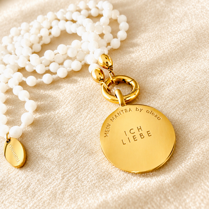 Edelsteinkette Perlmutt - Mandala "Ich Liebe"